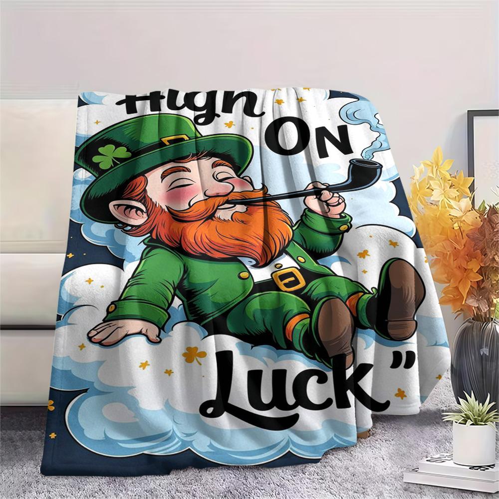 1PC Leprechaun poster Print FlAannel Blanket, High quality Comfortable for All Seasons, Home Decor, Warmth and Comfort