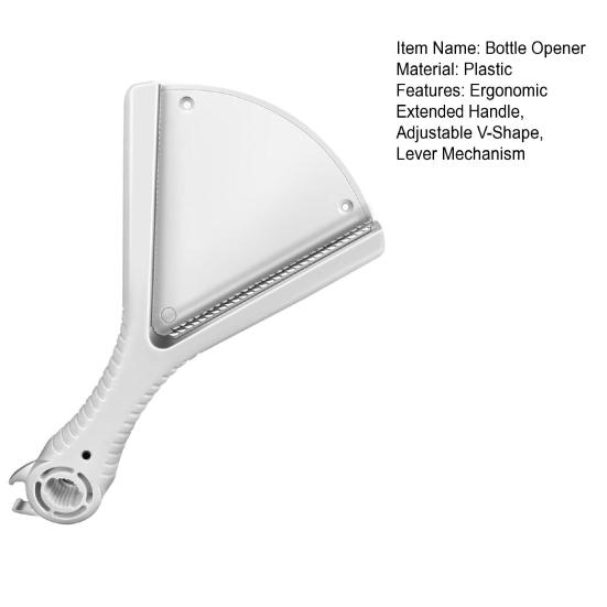 Открывалка для бутылок Удлиненная Эргономичная ручка Текстурированная рукоятка Регулируемая V-образная открывалка для банок Сила поворота Сниматель крышек с банок Кухонный аксессуар