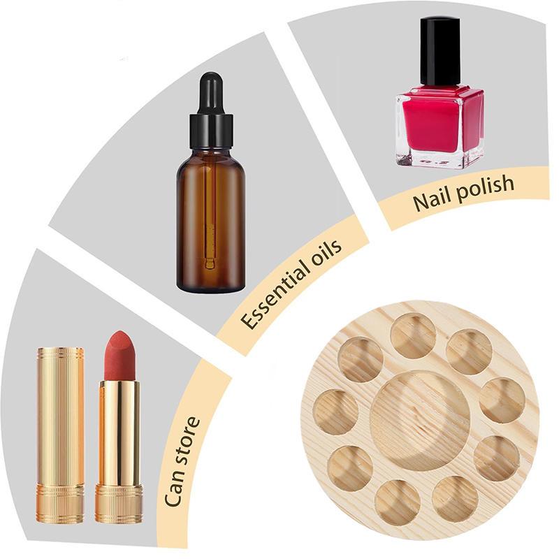 10 Hole Essential Oil Wooden Display Stand Smooth Perfume Storage Rack for Oil Bottle Organizer