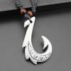 Black Cotton Cord Beaded Maori White Tribal Fish Hook Handmade DIY Jewelry Pendant Necklace
