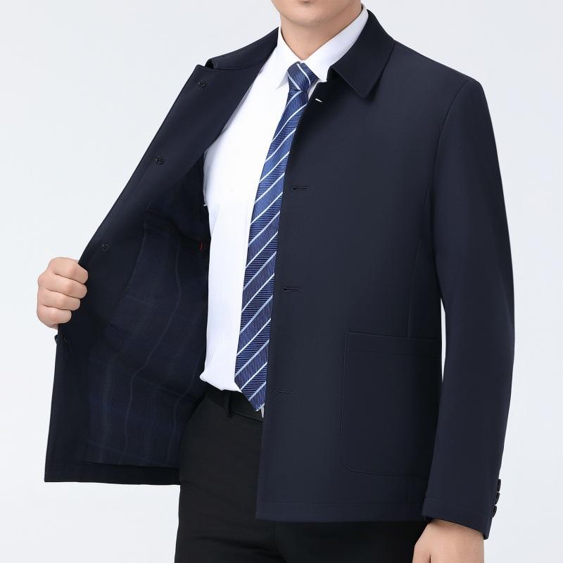 Весенне-осенняя тонкая универсальная повседневная деловая куртка для государственных служащих среднего и пожилого возраста, лацкан весеннего пальто папы