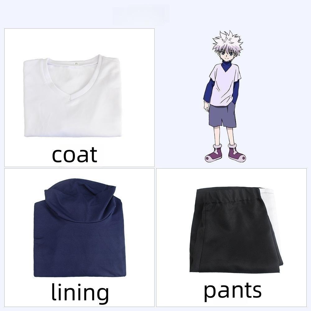 Аниме HUNTER HUNTER Косплей Killua Zoldyck номер 99 значок Хэллоуин Карнавальный вечерние костюм рубашка короткий белый парик костюмы