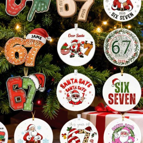 Yousheng Christmas Advent Calendar with 67 Acrylic Xmas Tree Hanging Ornament 24 Days Christmas Countdown Calendar Box Holiday Party Gift