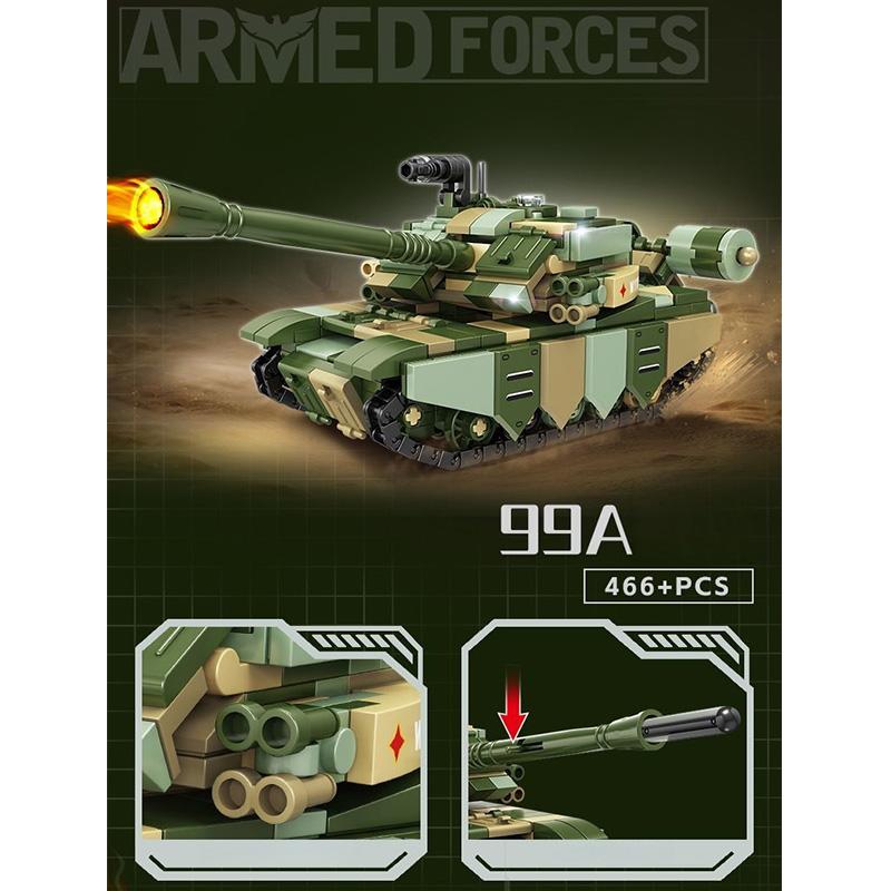 2 In 1 Transformable Military 99A Tank Building Block Brick Model Toy Childrens' Day Christmas Birthday Gifts for Kids Child Boys