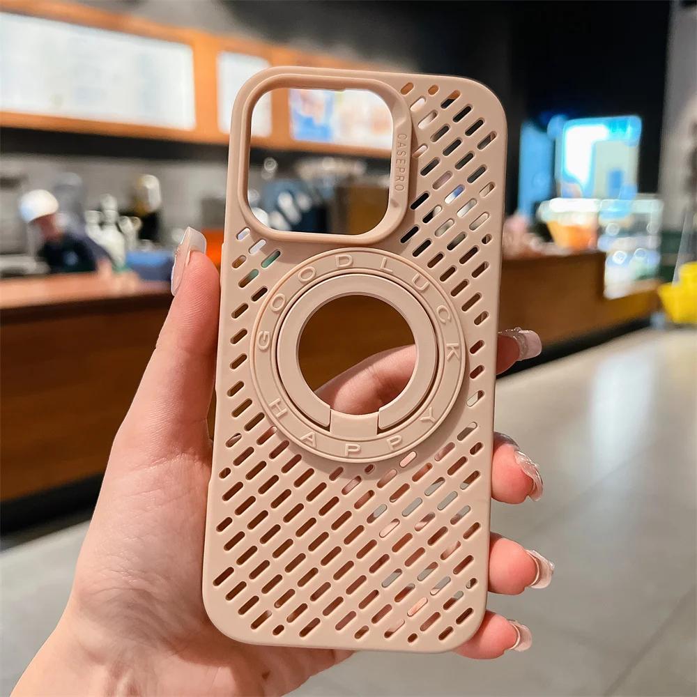 Роскошный чехол для телефона с магнитной зарядкой и рассеиванием тепла для iPhone 16 15 14 13 Pro Max Plus с полым отверстием для логотипа, мягкий чехол