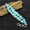 Solid 925 Sterling Silver Larimar Gemstone Silver Bracelet Gemstone Natural Larimar Bracelet