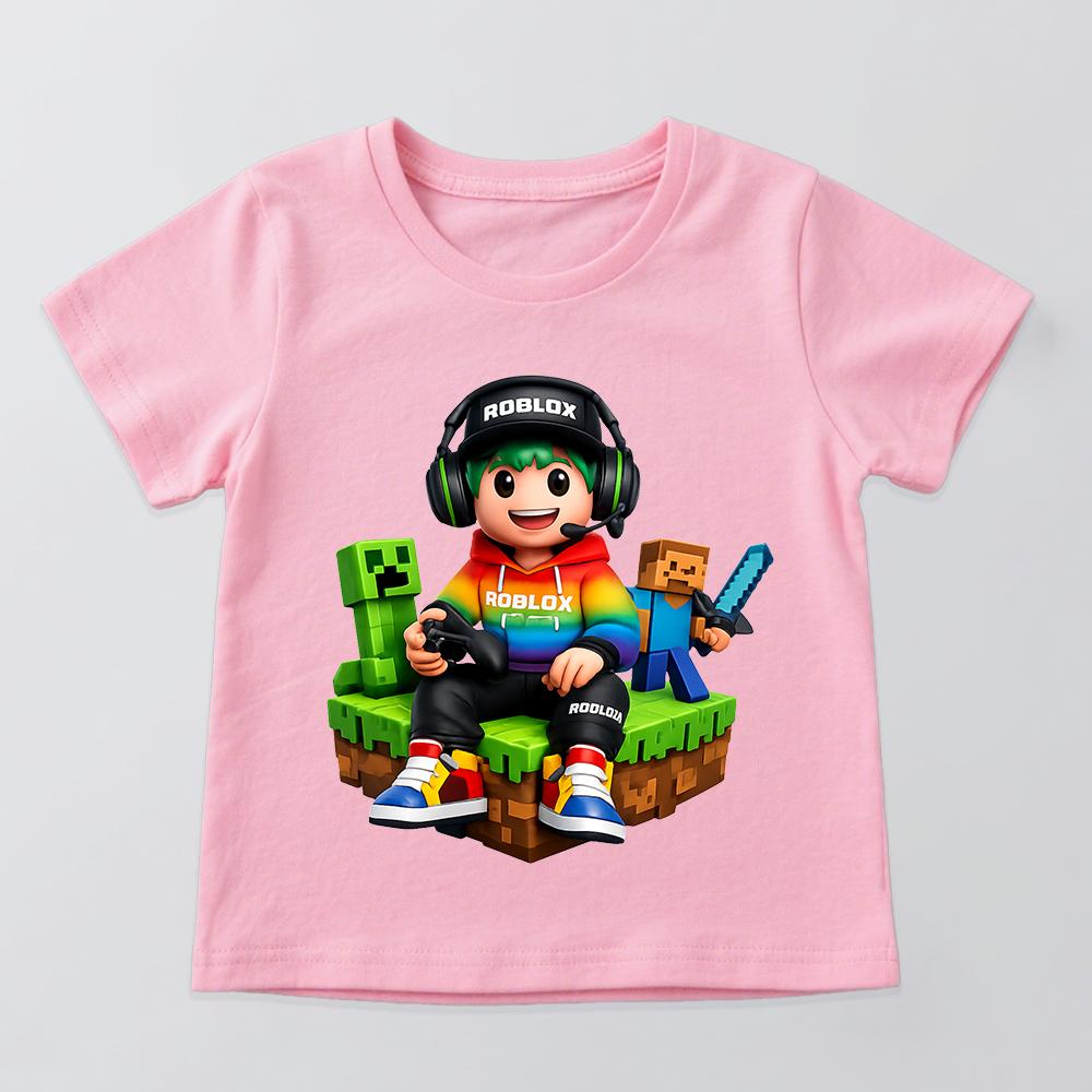 Футболки с принтом игры Roblox для мальчиков, девочек, детей, с коротким рукавом, детская повседневная одежда