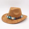 Винтажная Винтажная Замшевая Большая Шляпа для Верховой Езды Мужская и Женская Дорожная Шляпа Ковбоя Американского Запада Защита от Солнца