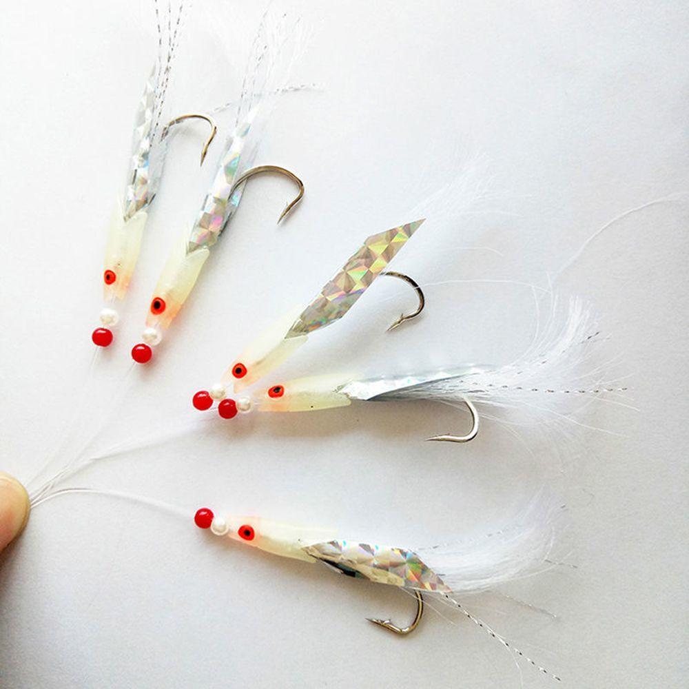 5pcs Hot Sharp Carbon Steel Luminous Fishing Hook Durable Head Fishing Tackle Treble Bait