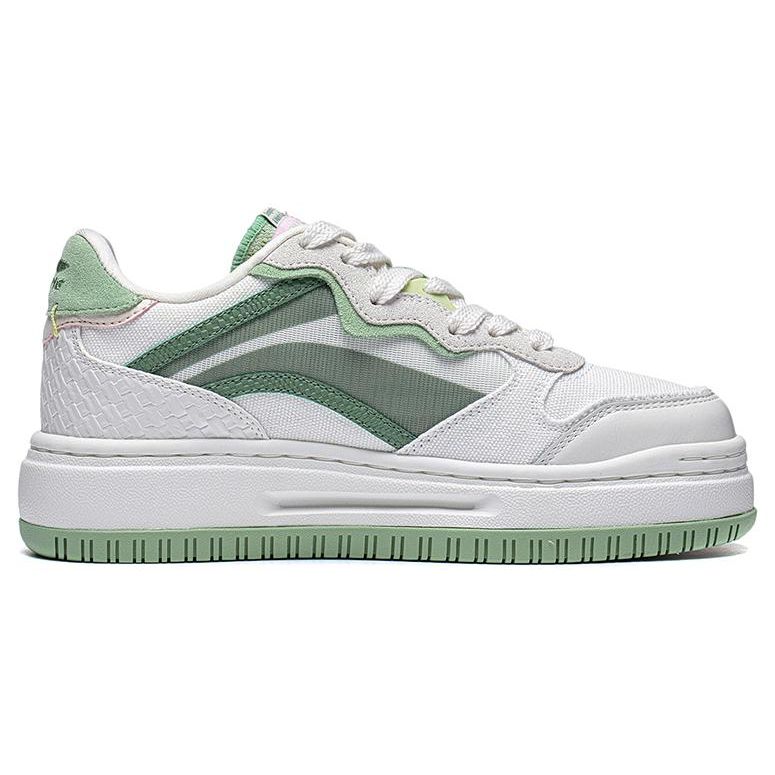 Кроссовки женские Li Ning Future C1 Fabric Leather Non-Slip Low-Top Sneakers White Green AGCT120-3