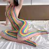 Colorful Stripes Sexy Hollow Stretch Porn Fishnet Erotic Lingerie for Women Female Crotchless Teddy Bodystockings Erotic Adult Female Sex Game Costume