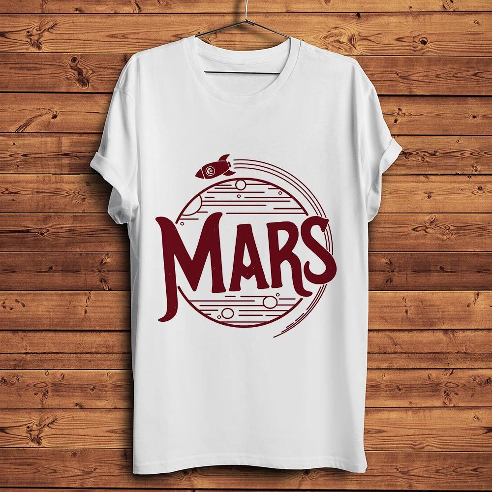 Mars Explore Funny Space Geek Tshirt,Men White Short Sleeve Homme Casual T Shirt,Unisex Streetw