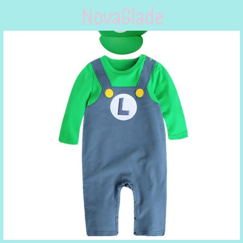 Super Mario Cartoon Cotton Onesie For Babies Cosplay Outfit For Boys And Girls
