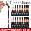 Hex Head Allen Wrench Screwdriver Bit Set SAE Metric 1/4" Hex Shank Magnetic Screw Driver Bit S2 Steel Electric Drill Hand Tools