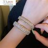 Luxury Crystal Bracelet For Women Trendy Heavy Metal Double Chain Coupler Bead Chain Bling Aaa Cubic Zirconia Fine Jewelry Gift
