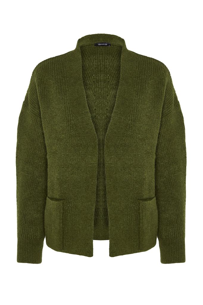 Women's Fashion New Cardigan Stone Wide Fit Soft Textured Pocket Detailed Knitwear Cardigan