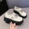 French Mary Jane One-pedal Women's Shoes Popular Temperament Shoes Heightened Jk Shoes Round Head with Mary Jane Small Leather Shoes