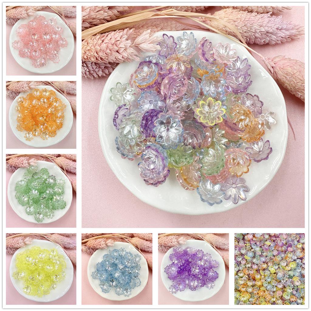 100pcs 9.5mm Fashion Acrylic Flower Beads For Bracelet Necklace Making DIY Jewelry Accessories