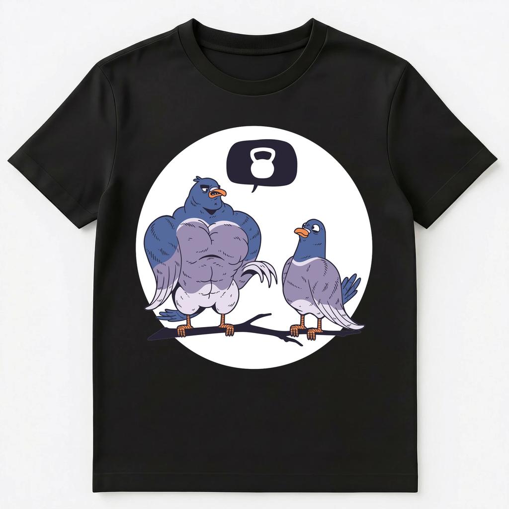 Funny Chad Gym Pigeon Picking Up Birds Chicks Unisex T-shirt Tops Tees Unisex