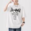 Li Ning Sports Fashion Series Printed Letter Round Neck Удобная дышащая свободная футболка с коротким рукавом для мужчин, топы белого цвета YHSU297-2