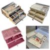 Plastic Velvets Jewelry Organizer 3 Drawers Stackable Display Case for Earrings Necklace Bracelets Accessories Holder