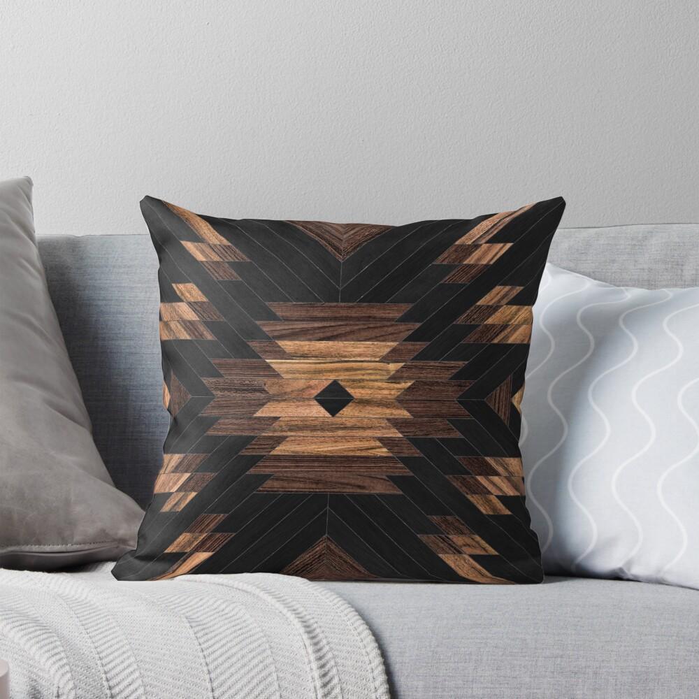 Urban Tribal Pattern No.7 - Aztec - Wood Throw Cushions & Pillows Without core