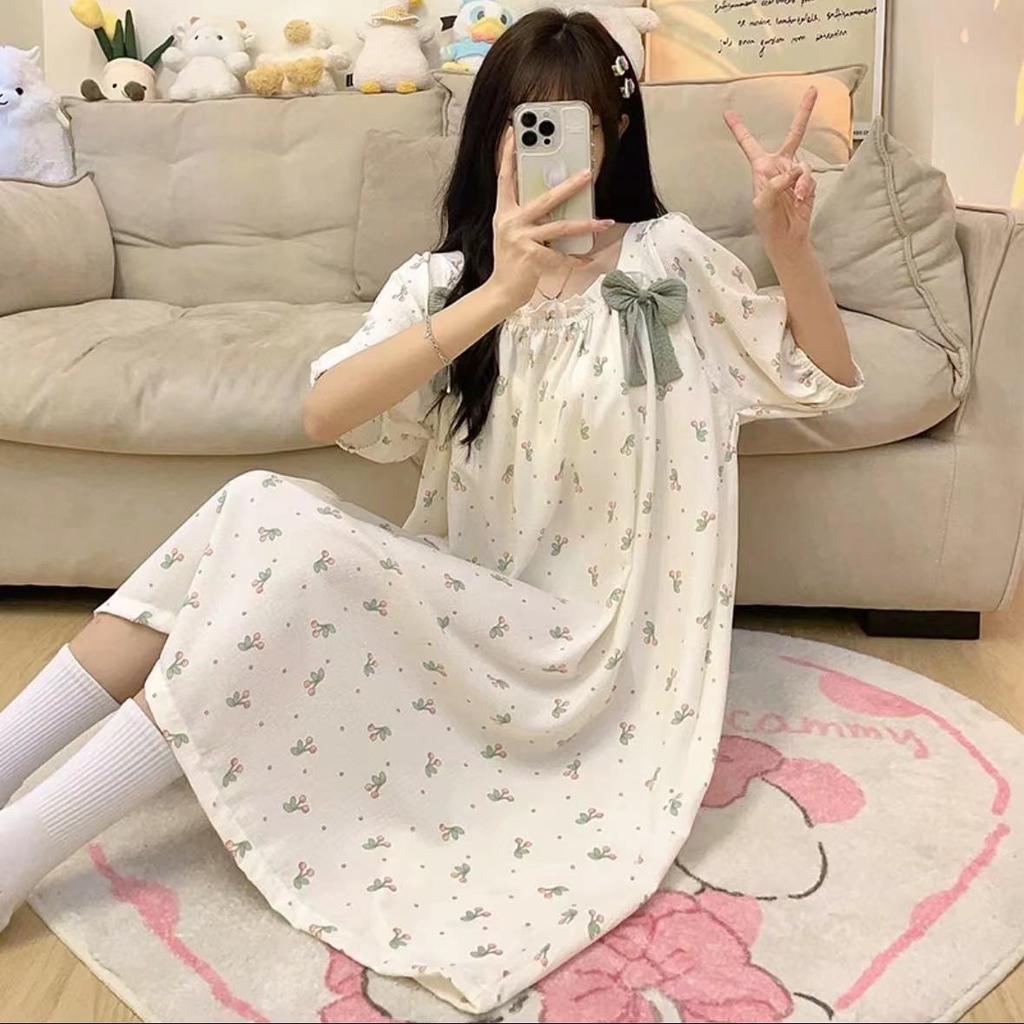 Пижамы для женщин летом милые тканые хлопковые пижамы в стиле принцессы с короткими рукавами для женщин летом тонкая весенне-осенняя домашняя одежда