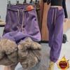 Women's Autumn/Winter 2023 European Cotton Velvet Sports Pants - Thick, Loose, Cuffed, Versatile and Trendy.