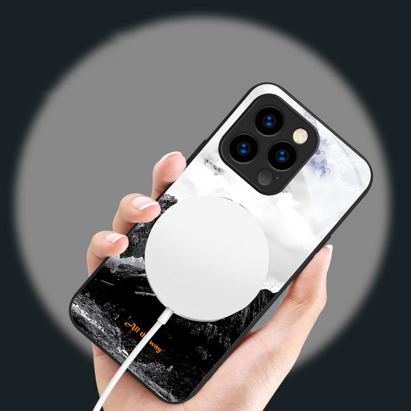 Пышный лес из листьев Подходит для iPhone 16E 17 Pro Max 15 Pro 14 13 Plus 12 mini 11 16 Air 17Pro Магнитный Стеклянный Чехол для Телефона
