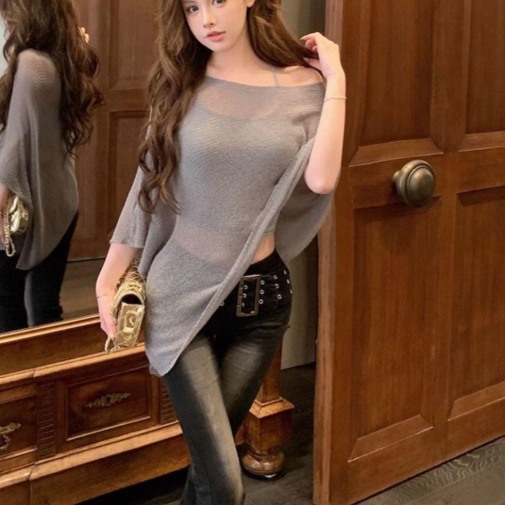 Женский плащ-накидка Сетчатые топы для защиты от солнца Простой вязаный шаль с открытыми плечами Женский/Женский