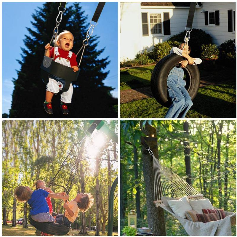 Одна пара подвесных качелей на дереве, ремни для гамака, веревка, карабин, грузоподъемность 350 кг, подвесной гамак для кемпинга и пешего туризма