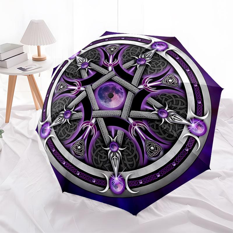Celtic Mandala themed, Eight ribbed, Self folding Umbrella Is Suitable for Everyday Outdoor Use and Is An Ideal Gift for Friends and Family,