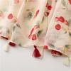2023 Spring/Summer Sweet Style Cartoon Cherry Cotton Linen Scarf for Women
