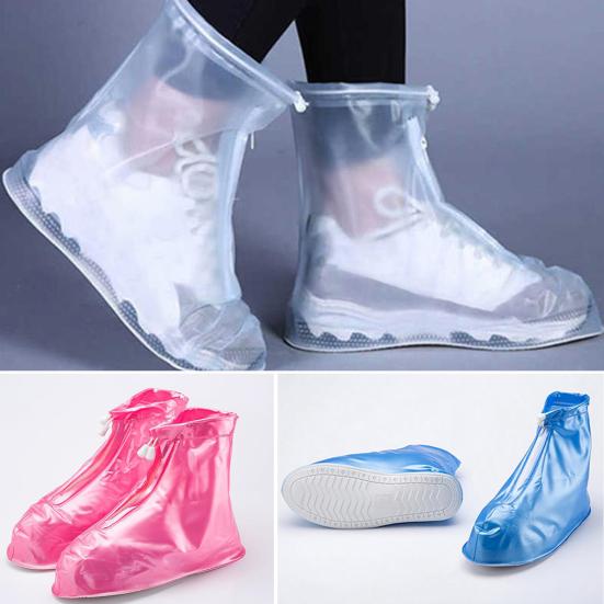 1 Pair PVC Rain Shoe Covers Zipper Closure Convenient Women Shoes Boots Overshoes