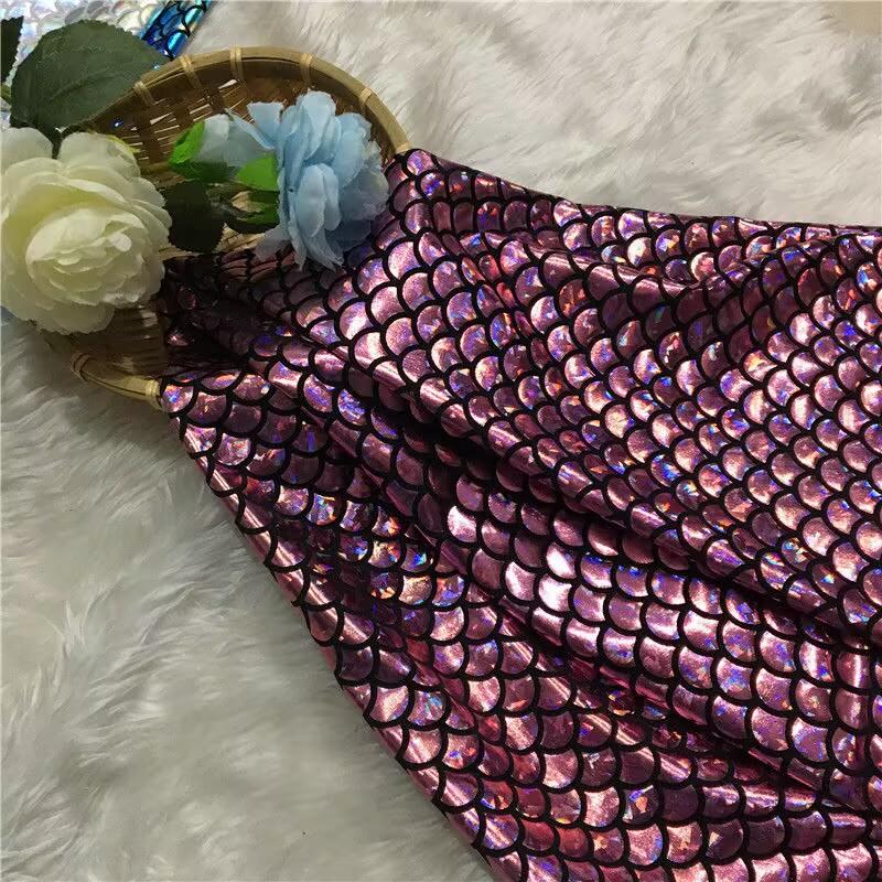 Ткань с блестками под рыбью чешую, эластичная, для DIY, костюмов для сценических выступлений, украшения свадебной вечеринки, шитья, ткани для купальника русалки