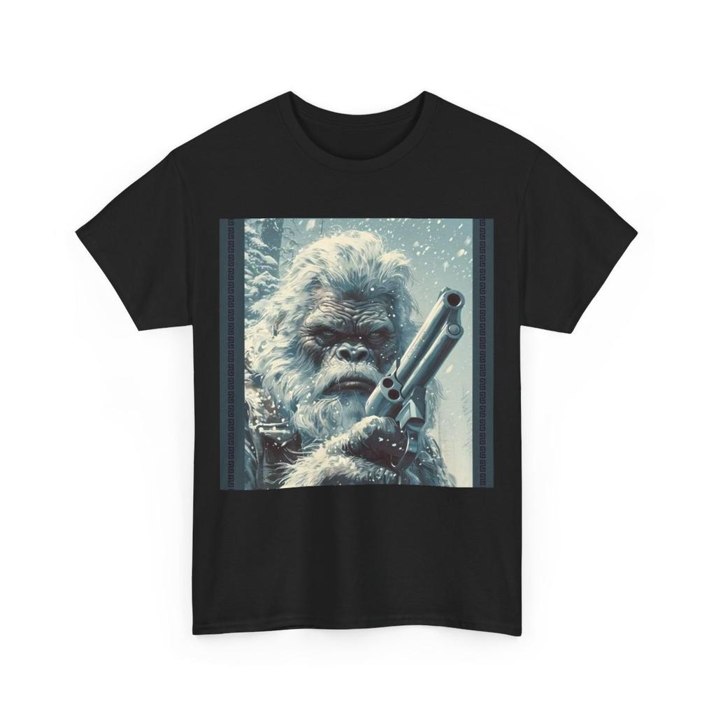 Tracking Bigfoot in the Winter Wilderness Men Women Short Sleeve T-Shirt