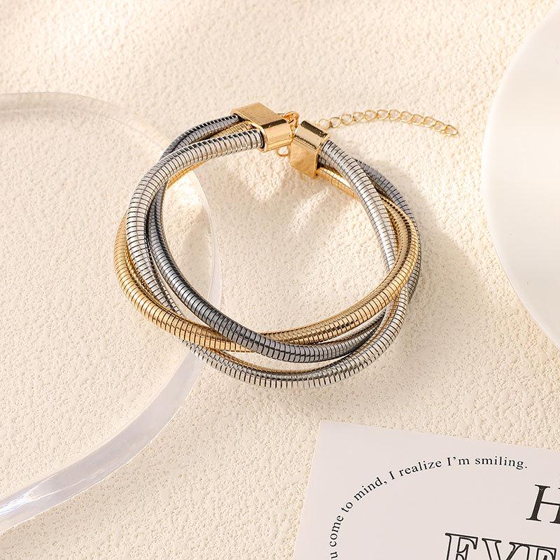 Роскошный комплект из трех проводов в стиле металл-панк-хип-хоп с ожерельем и браслетом