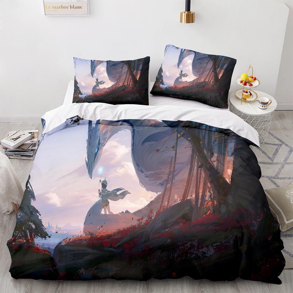 Anime Duvet Cover Pillowcase, Boy and Girl Home Comforter Sets 2/3pcs Bedding Set, Bedroom Decoration Gifts
