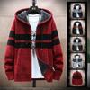 Autumn and Winter New Men's Sweater Hooded Cardigan Large Size Knitted Thickened Plus Velvet Sweater Comfortable High Quality Unique Clothes