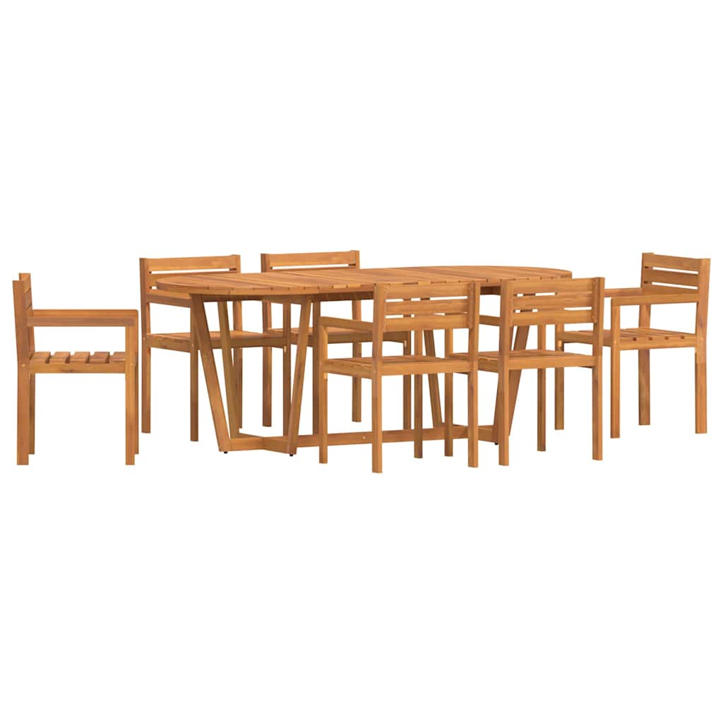 7 Piece Outdoor Dining Set Made of Solid Acacia Wood