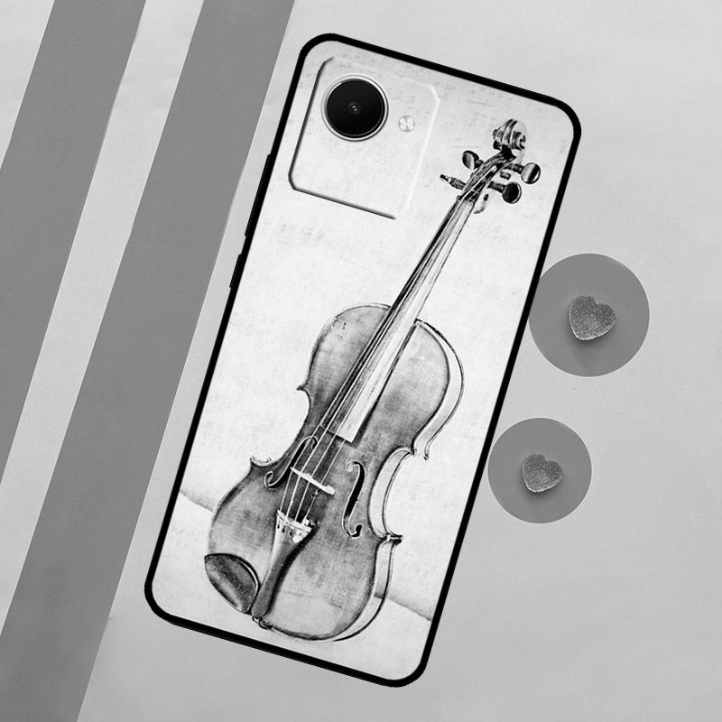 Music Violin Case For Realme C55 C53 C35 C33 C31 C30 C21Y C25s C15 C11 GT Neo 5 3T 2T 9 10 11 Pro Plus