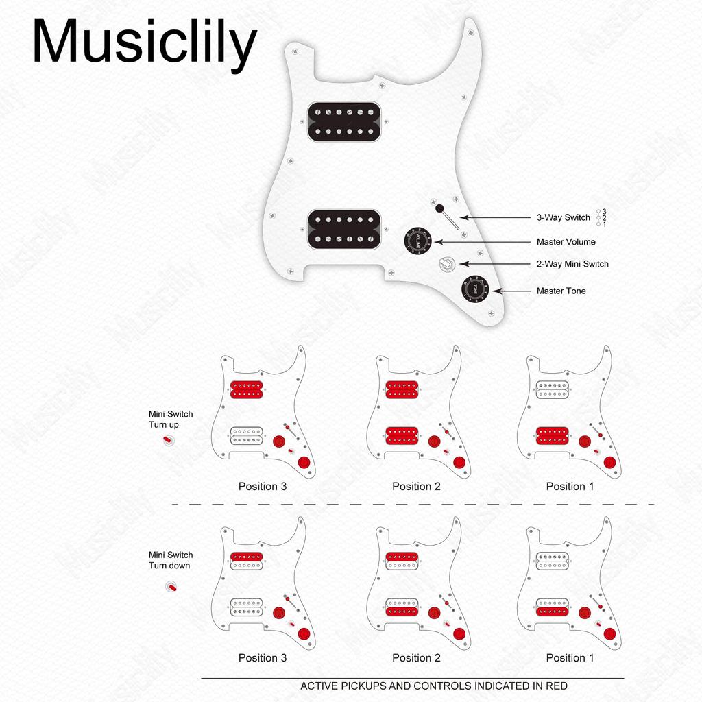 Musiclily Pro SE Prewired Pickguard Alnico 5 Humbucker и Mini Toggle Switch Set для Strat Electric Guitar Aged White ST-HH-OMHA 3-Ply