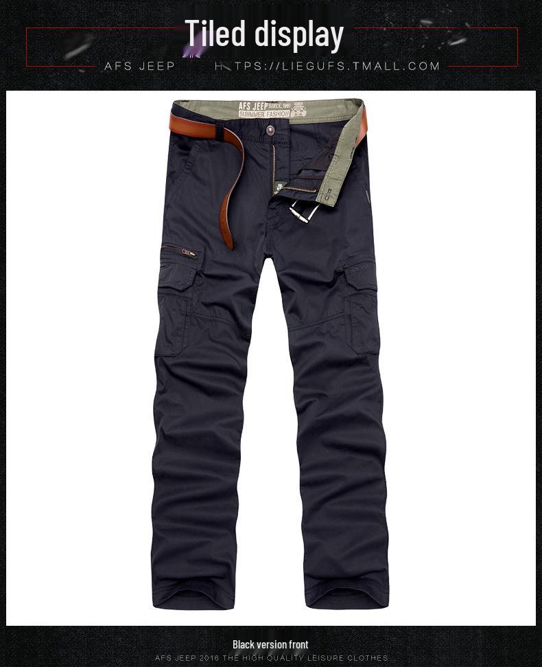 Мужские брюки хаки из стираного хлопка с несколькими карманами, европейско-американский стиль, 2017 - Модель 9913