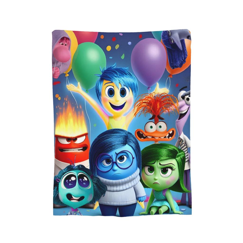 Inside Out Wool Blanket Cartoon Action Comedy Funny Throw Blankets for Sofa Bedding Lounge 125*100cm Rug Piece,