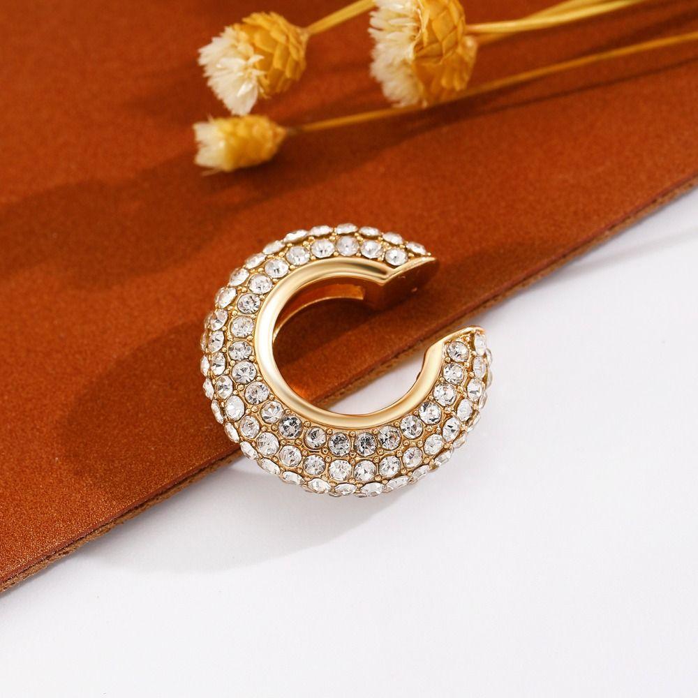Crystal C Shape Ear Cuff Copper Gold Jewelry Simple Ear Buckle Travel