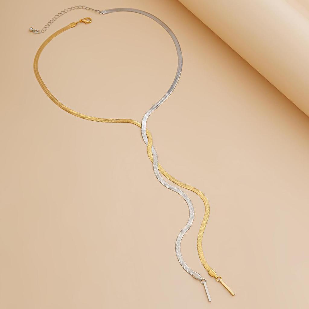 Ожерелье с кисточками в виде змеи в европейском и американском геометрическом стиле - плетеные медные украшения для ключицы