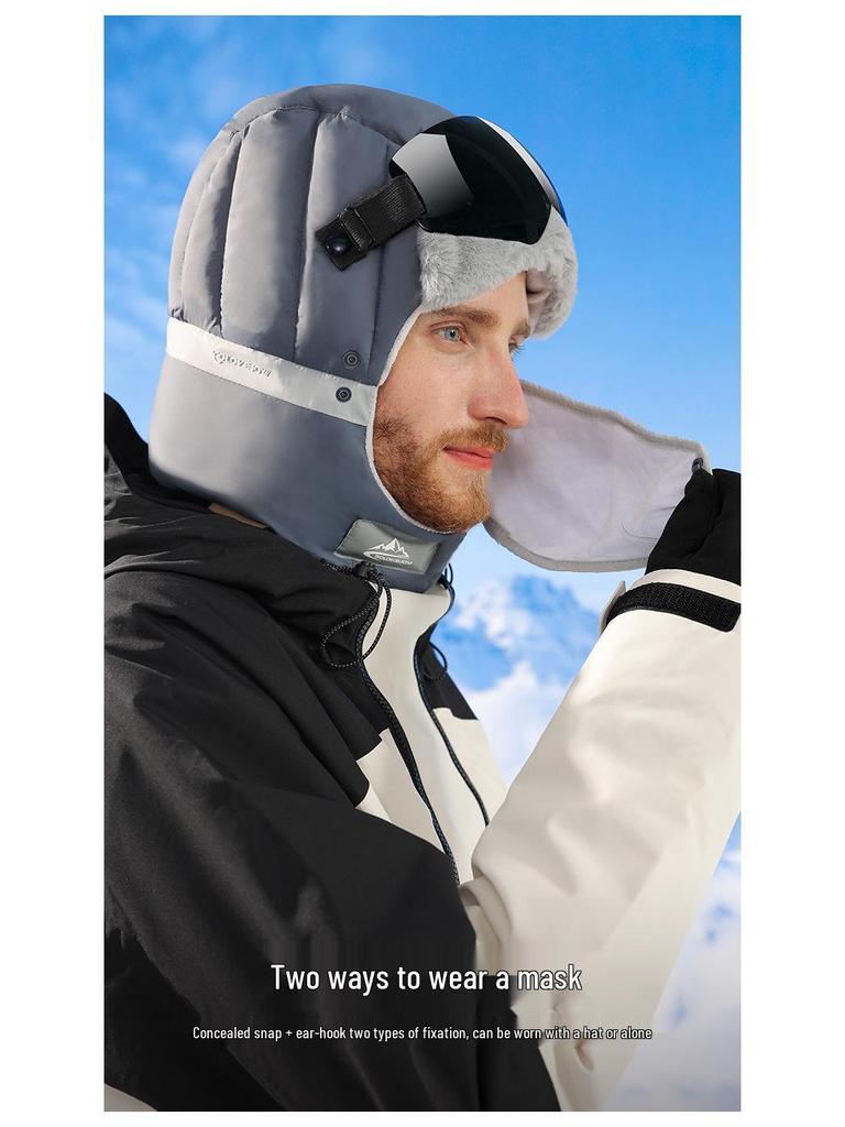 Зимняя шапка-ушанка для мужчин и женщин: Катание на лыжах на открытом воздухе, Подкладка из бархата, Теплые с очками, Ветрозащитные и водонепроницаемые