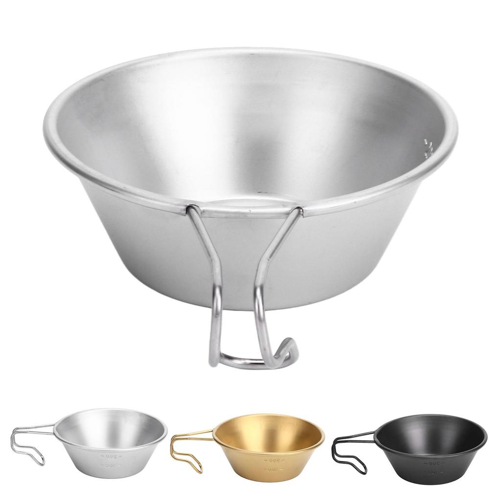 Camping Cup Backpacking Bowl Cup Stainless Steel with Hook Shape Handle for Outdoor Travel Picnic