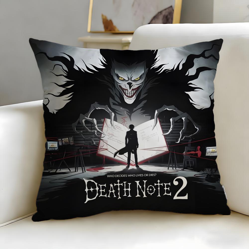 classic anime Death Note Cushion Cover Soft EasyWash Pillow Case Versatile for Couch Bed Travel and Office