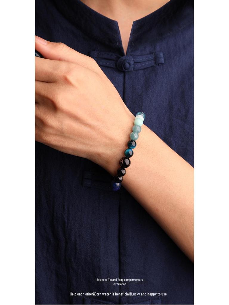 Браслет Five Elements Blue Crystal Aquamarine: Ювелирный подарок для мужчин и женщин, восполняющий запасы воды